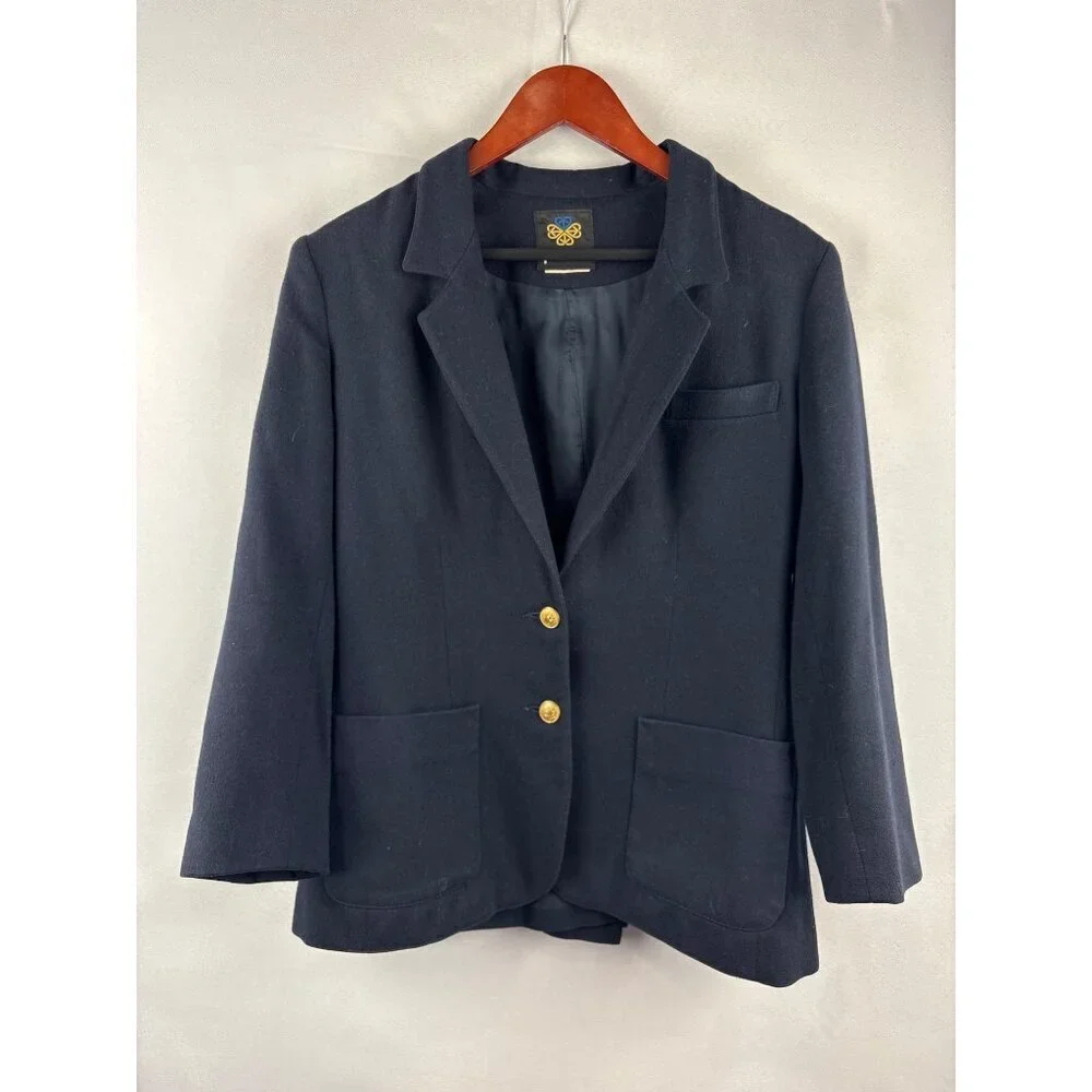 Vintage Pantter Wool Navy Blazer Jacket With Gold Buttons